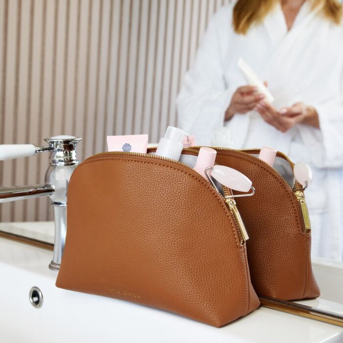 Katie Loxton Secret Message Makeup Bag - Tan